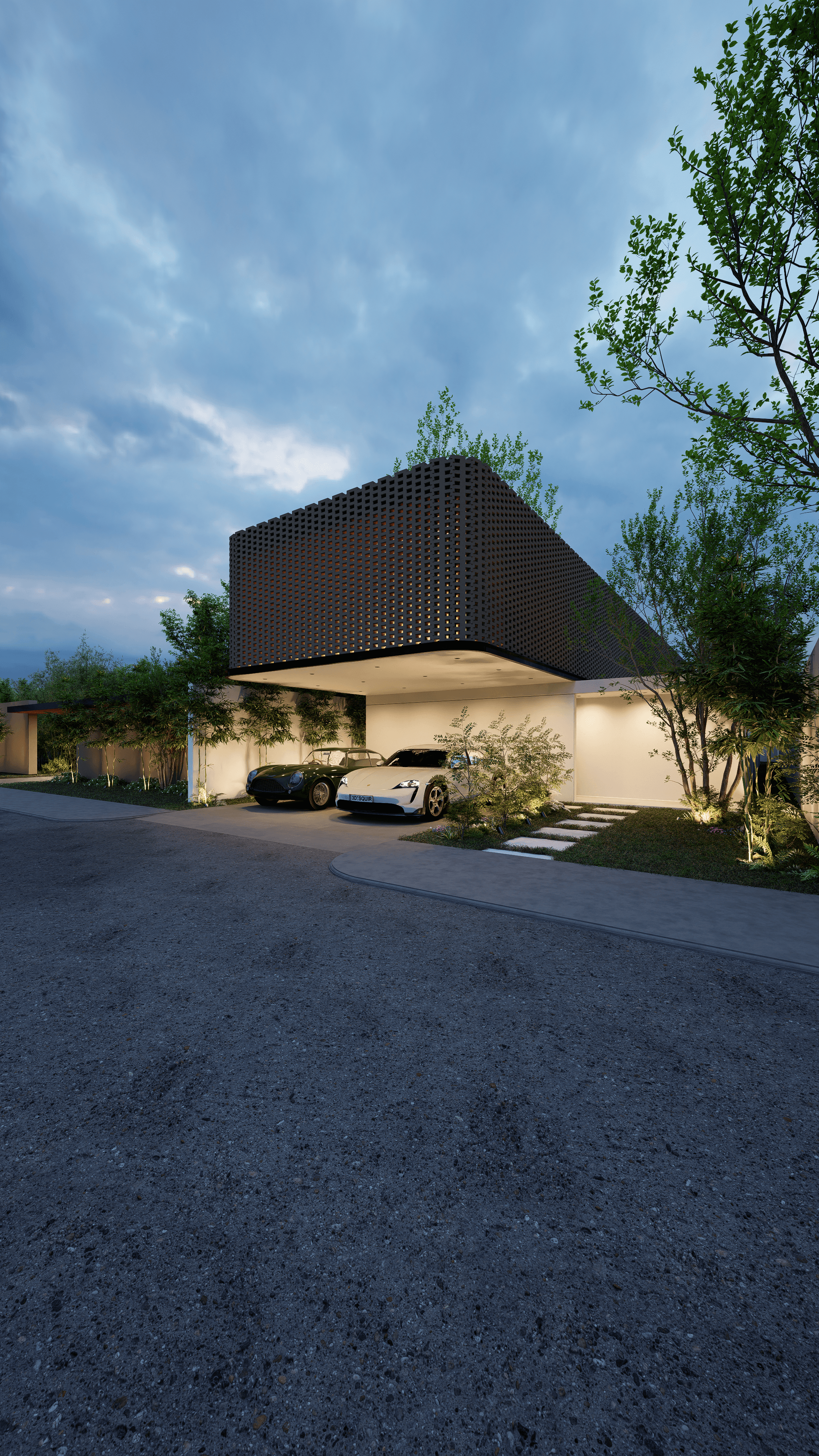 Olivia house located in Merida yucatan, with its destinctive translucid brick layout.