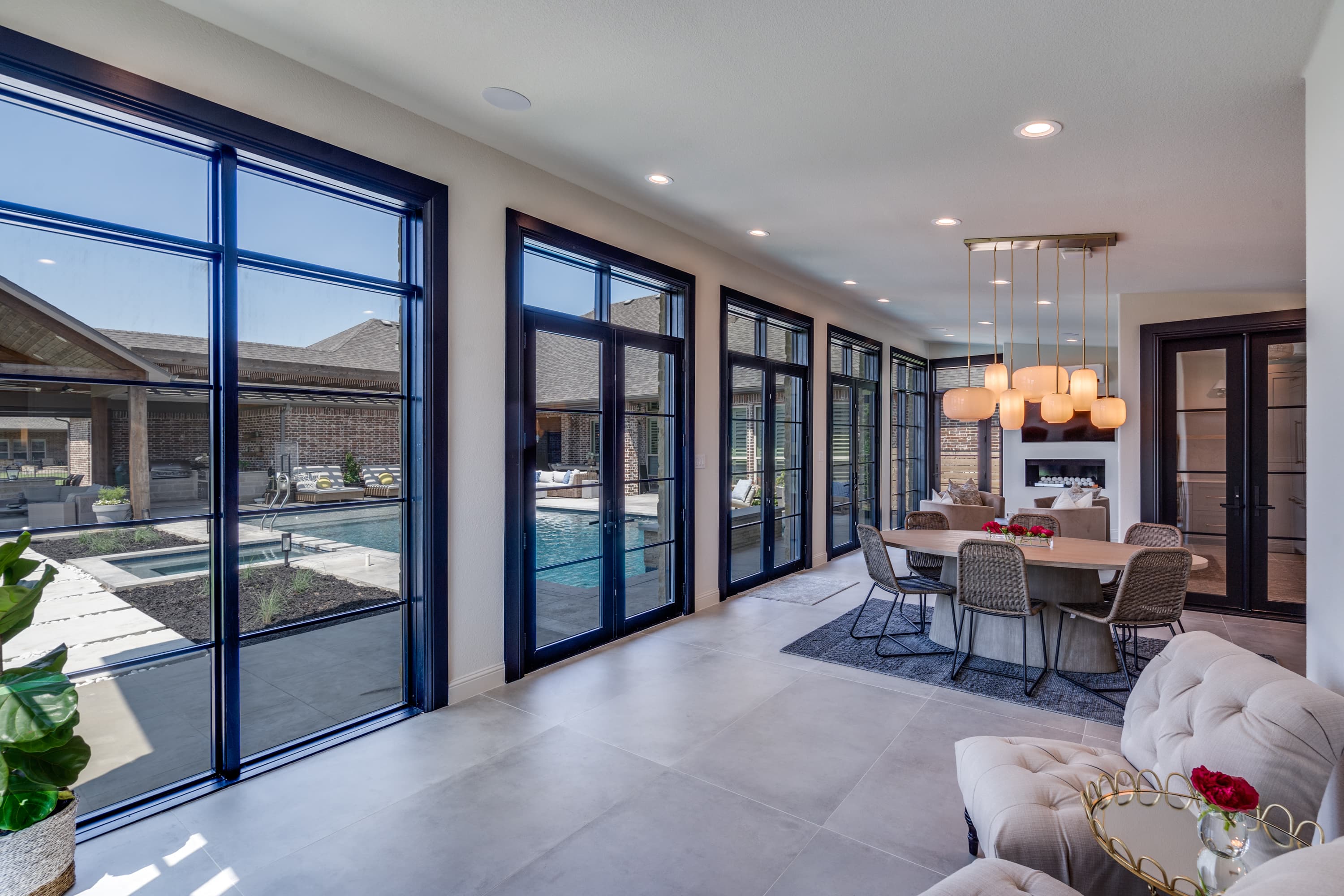 luxury pool house office interior construction