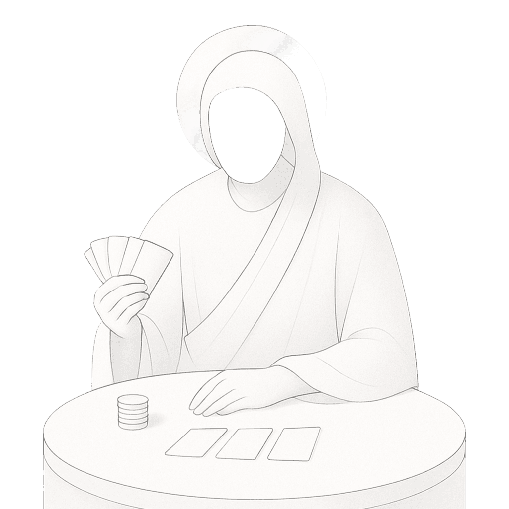 Present poker player, monk-like presence.