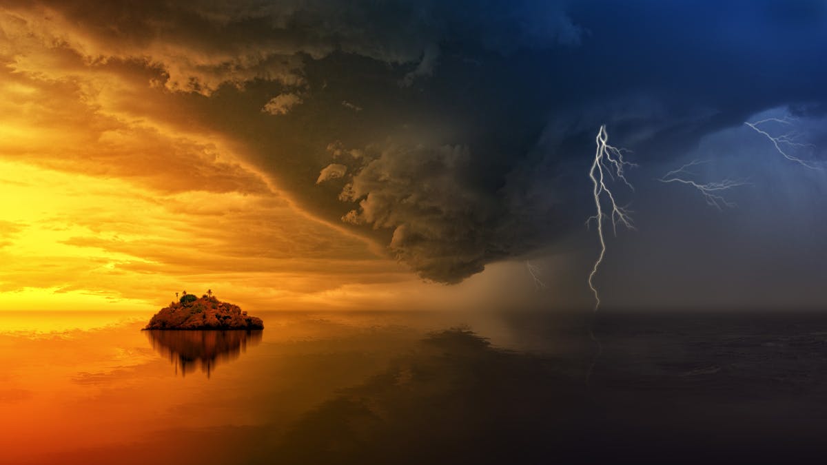Storm clouds over water before severe weather