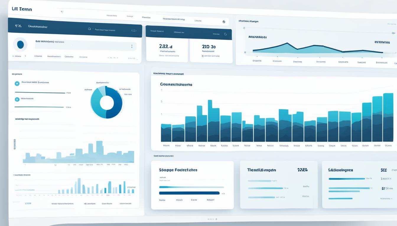 A minimalist dashboard displaying key metrics with clear visualizations and easy-to-read graphs. The color scheme is muted but modern, with shades of blues and grays. The user can quickly see their engagement rate, follower growth, and top-performing posts. The interface is sleek and streamlined, with intuitive navigation and a user-friendly design.