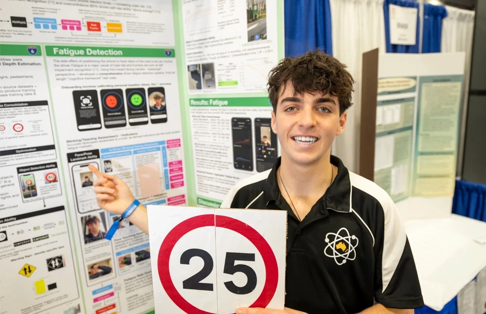 Jesse at his ISEF booth in 2025