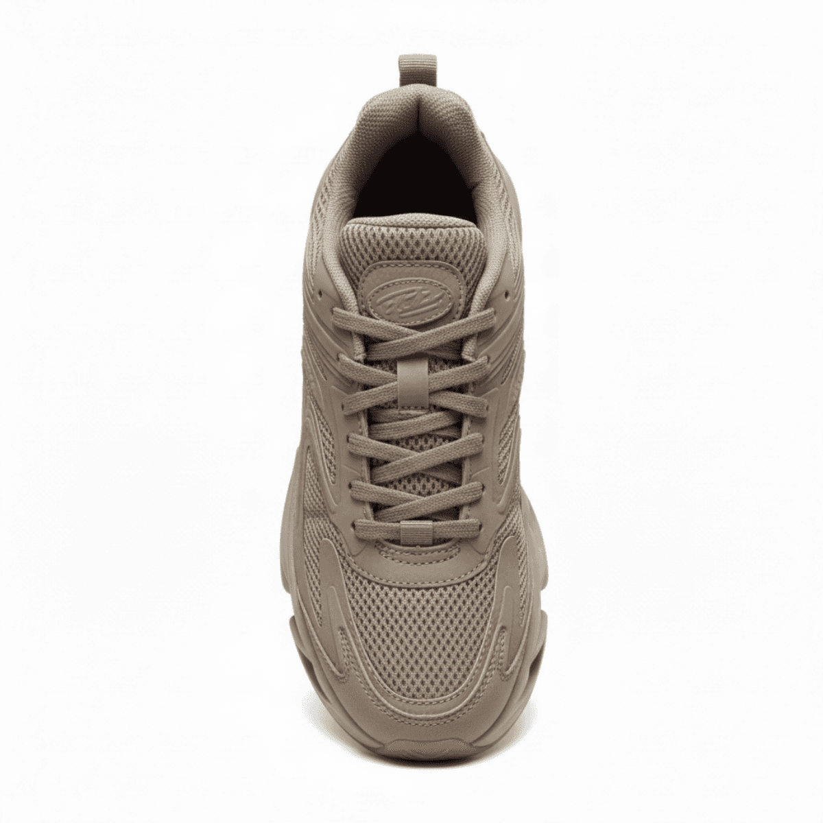 Corbell Stride Pro men's sneaker in beige with mesh and suede upper, lace-up design, and rubber sole.