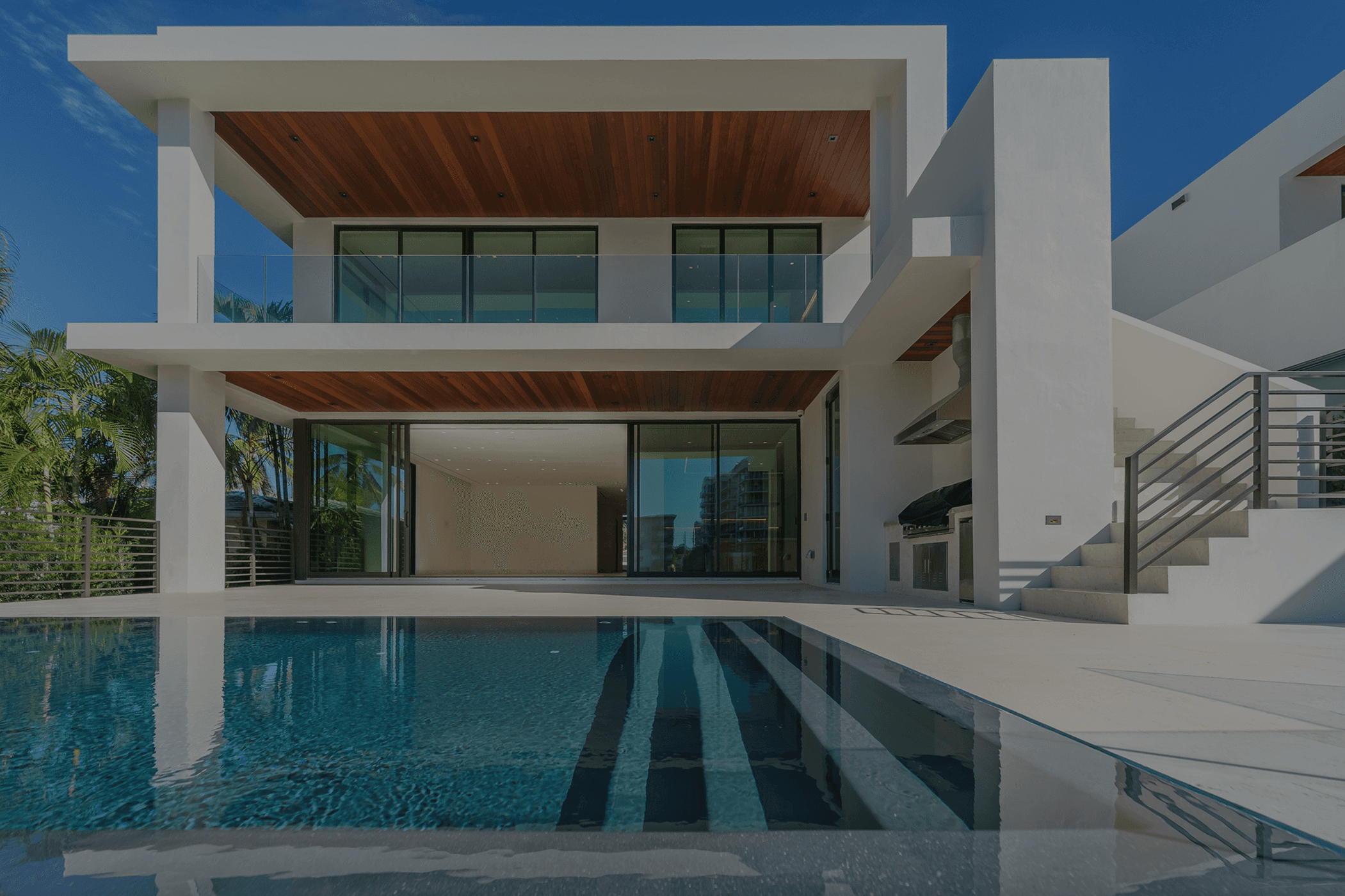 Modern house with pool and outdoor grill