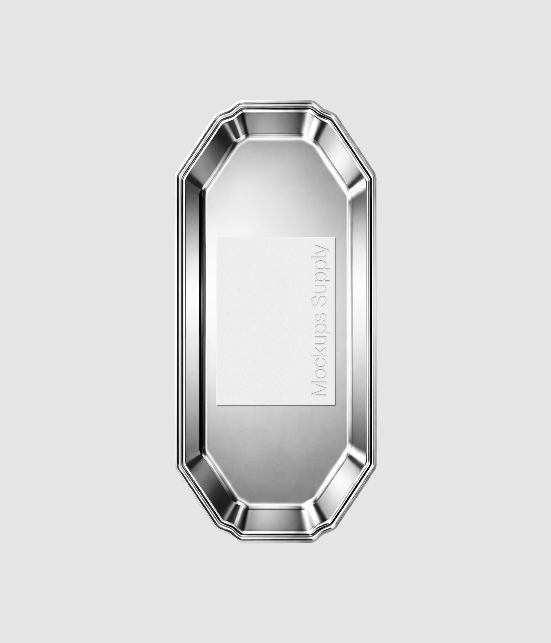 Download menu card mockup with embossed logo detail on metal tray for cafe branding and hospitality design showcase