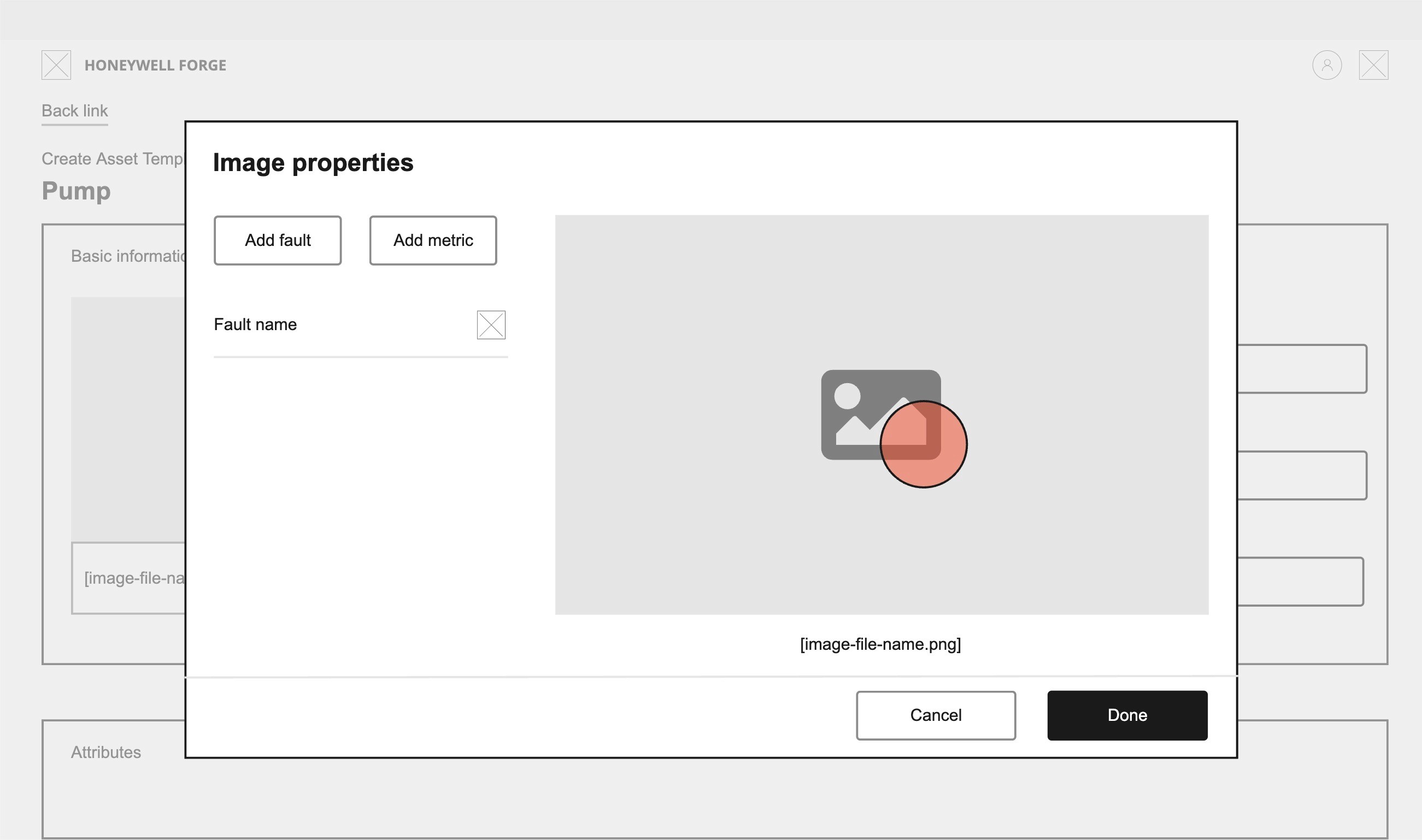 Wireframe of the image properties with a fault overlay created