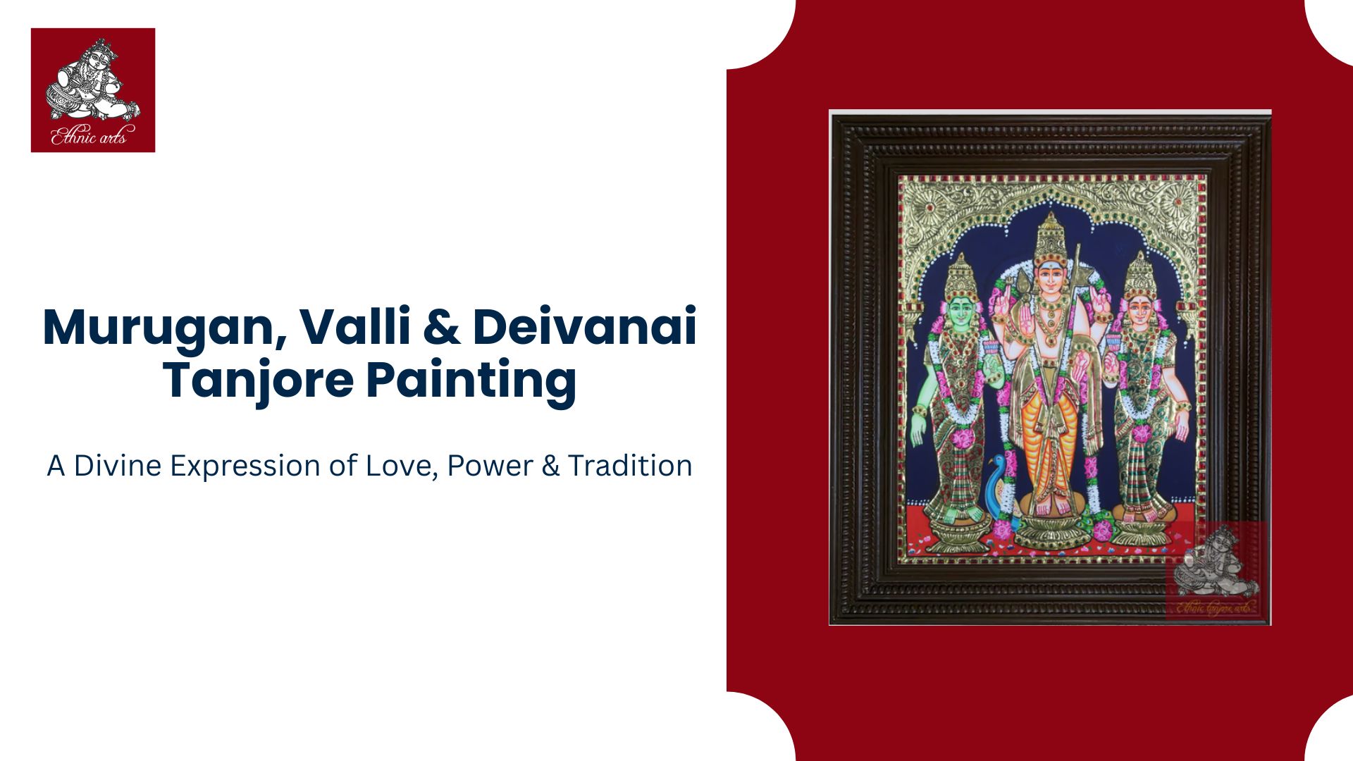 Murugan, Valli & Deivanai Tanjore Painting