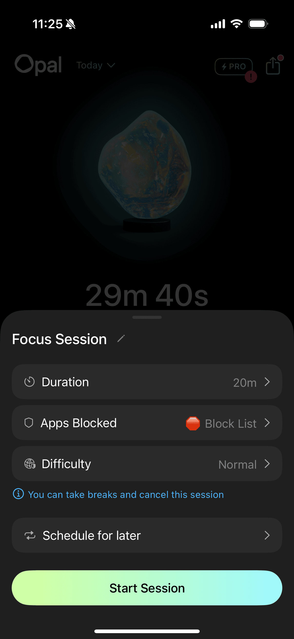 Opal app focus session