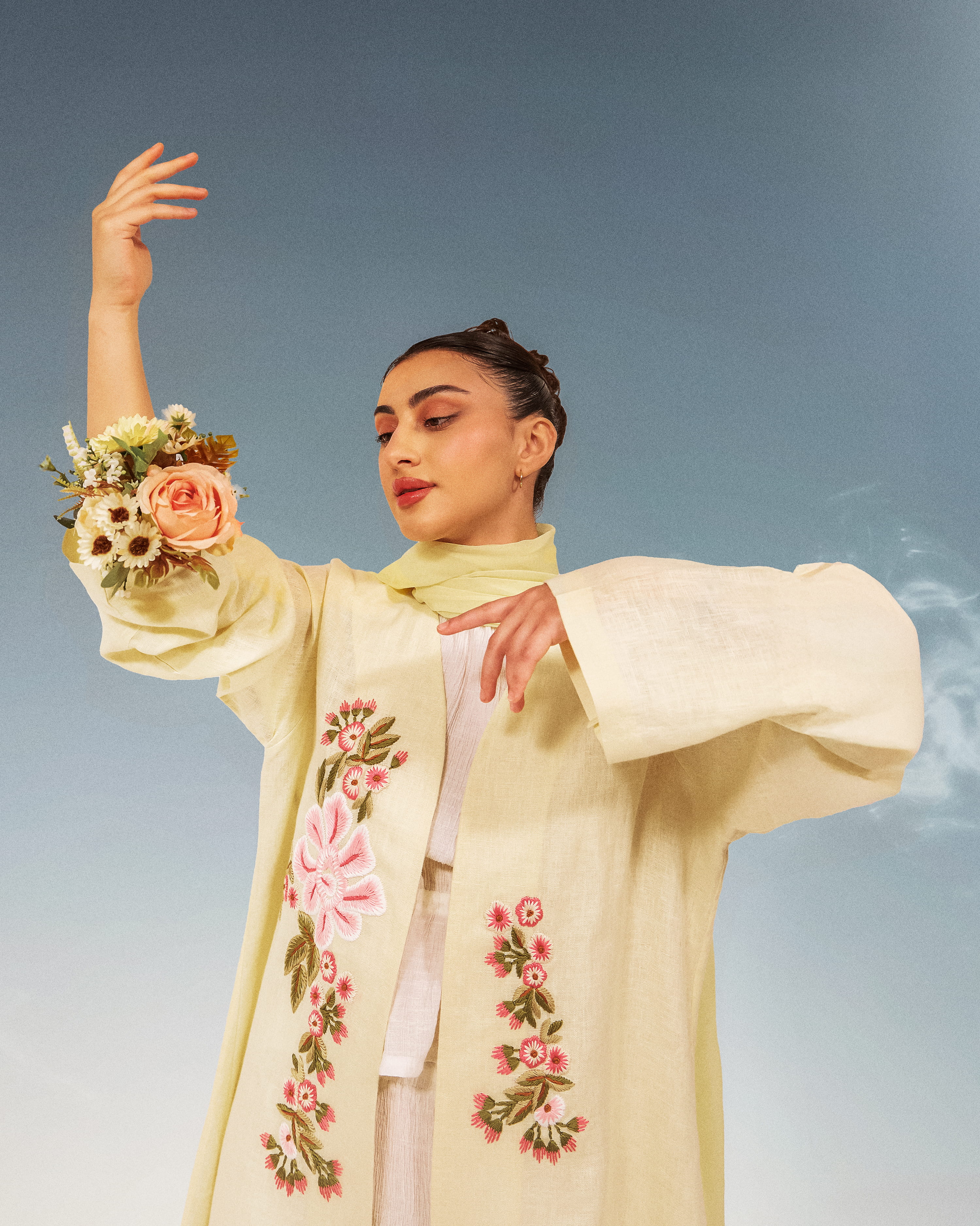 Asian woman enjoying sun outside