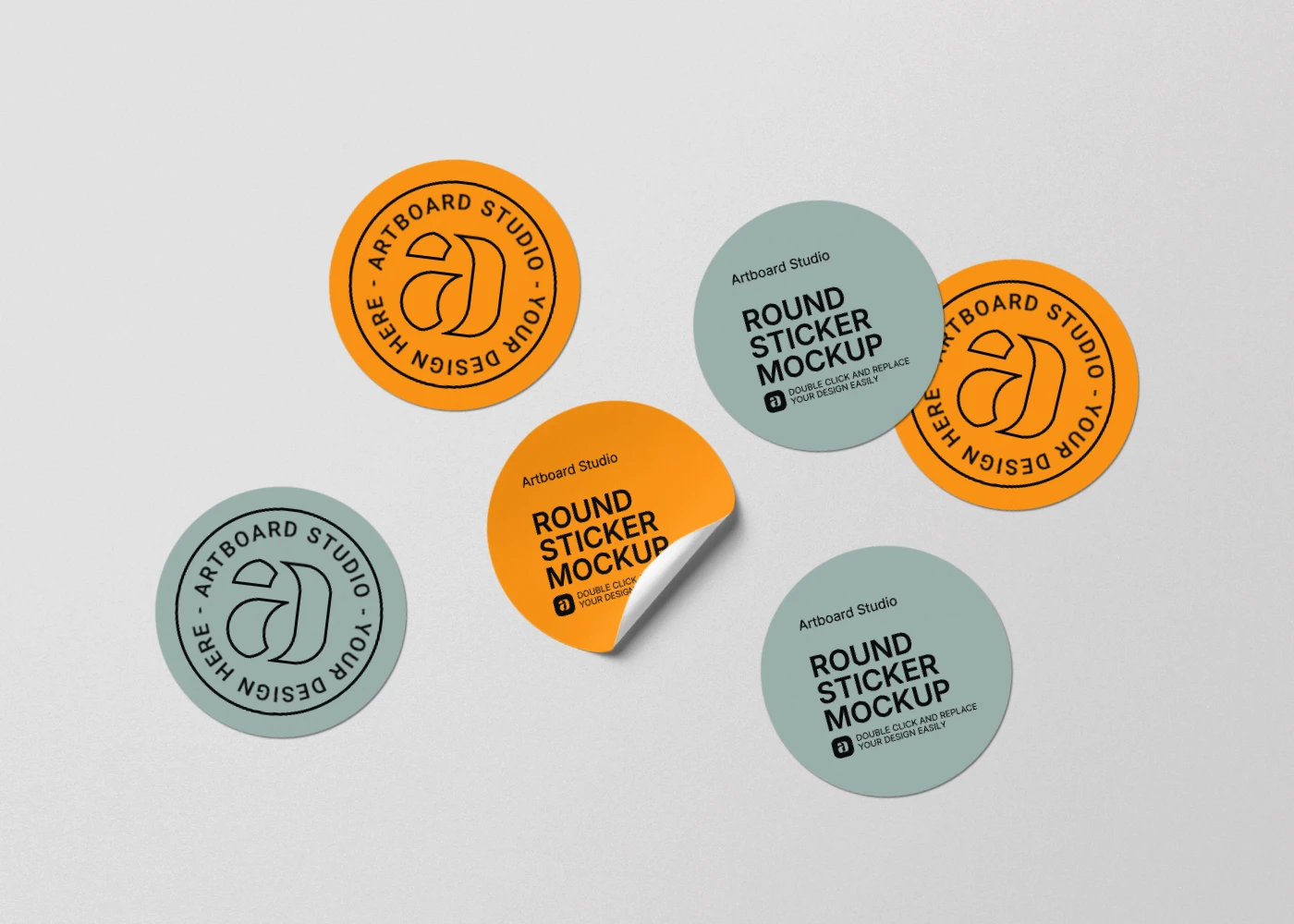 Round sticker mockups