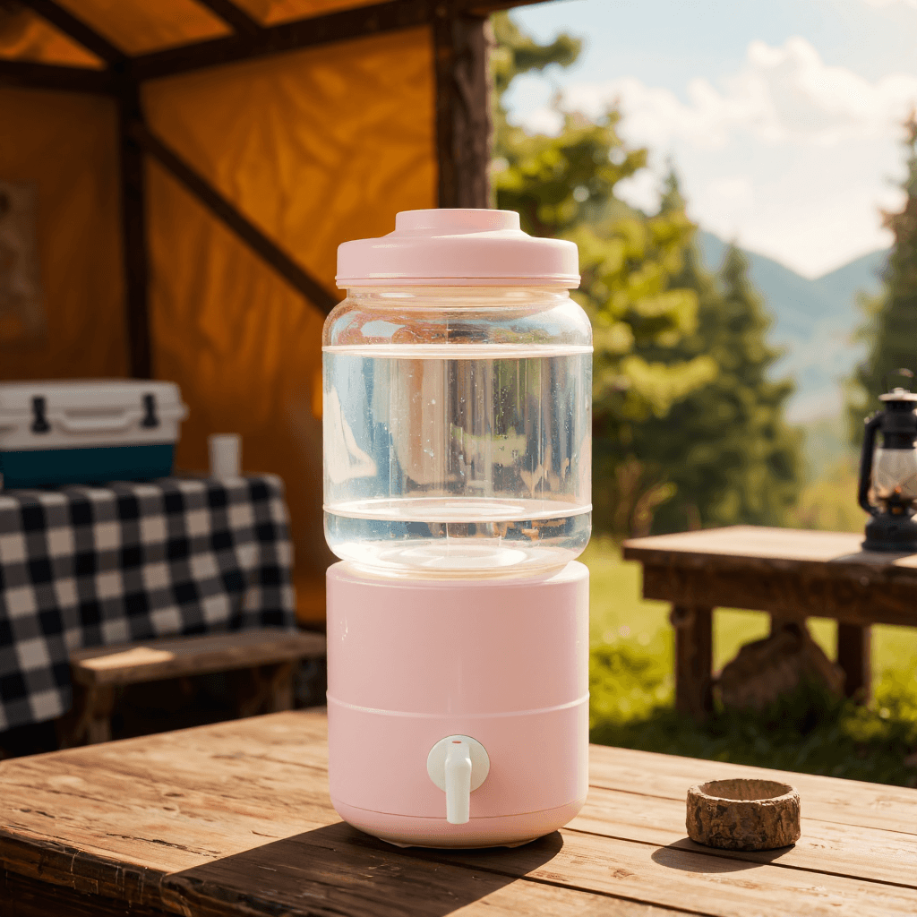 product photography of a water dispenser with a stacked design