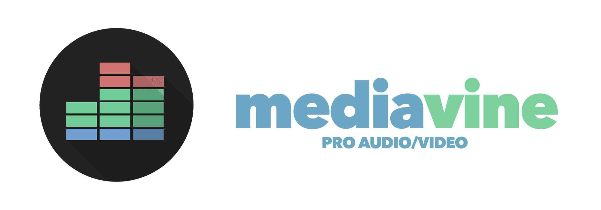 MediaVine Pro AV Logo - Green, Red, Blue and Black