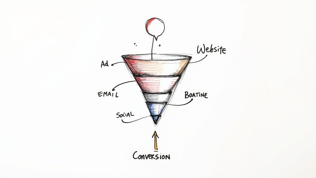 A compass and a map laid out on a wooden table, symbolizing marketing direction.