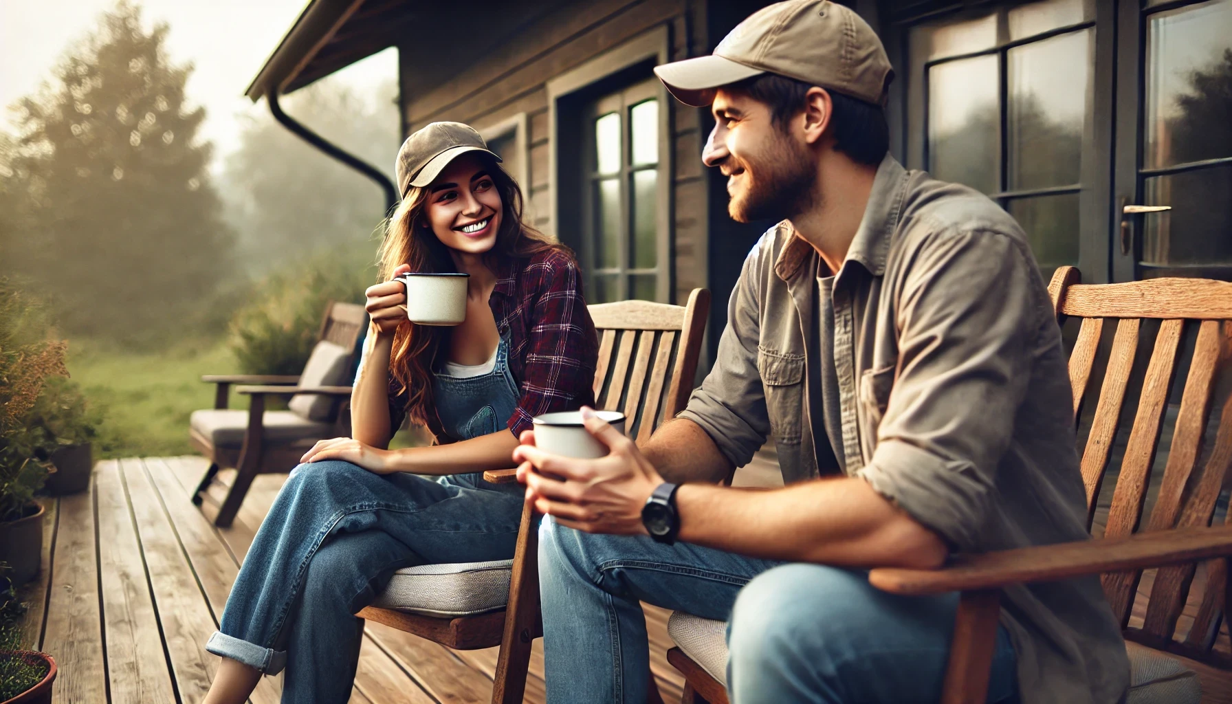 Three female friends sitting on a bench sipping coffee