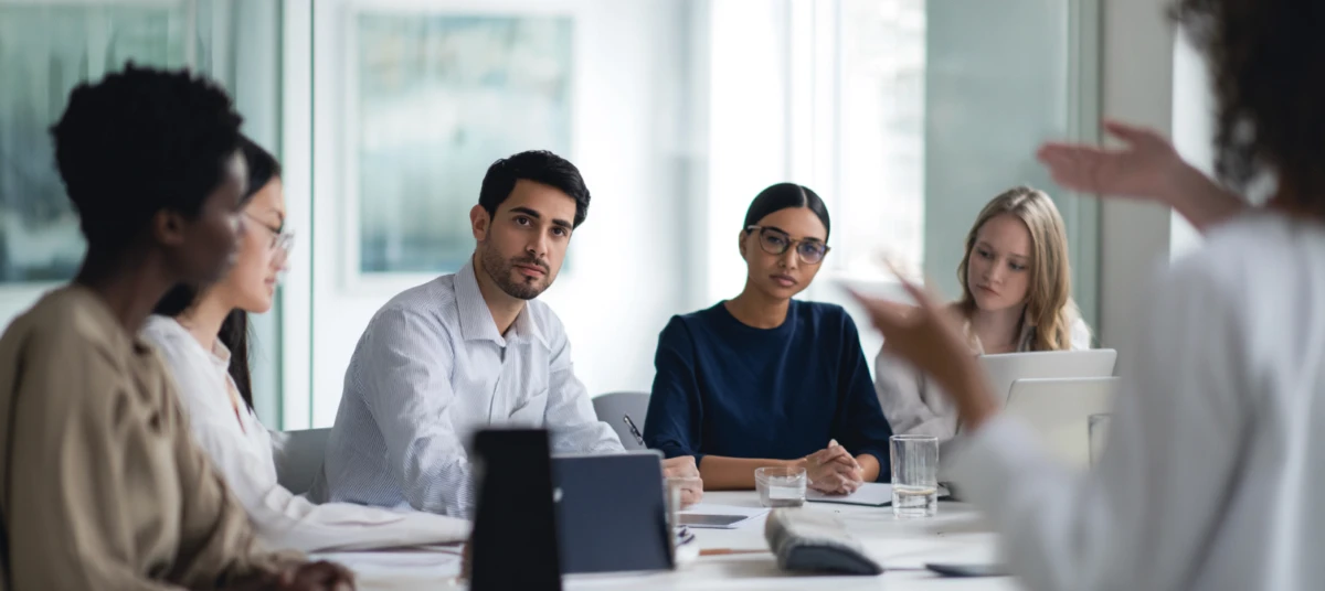 Group meeting in office setting