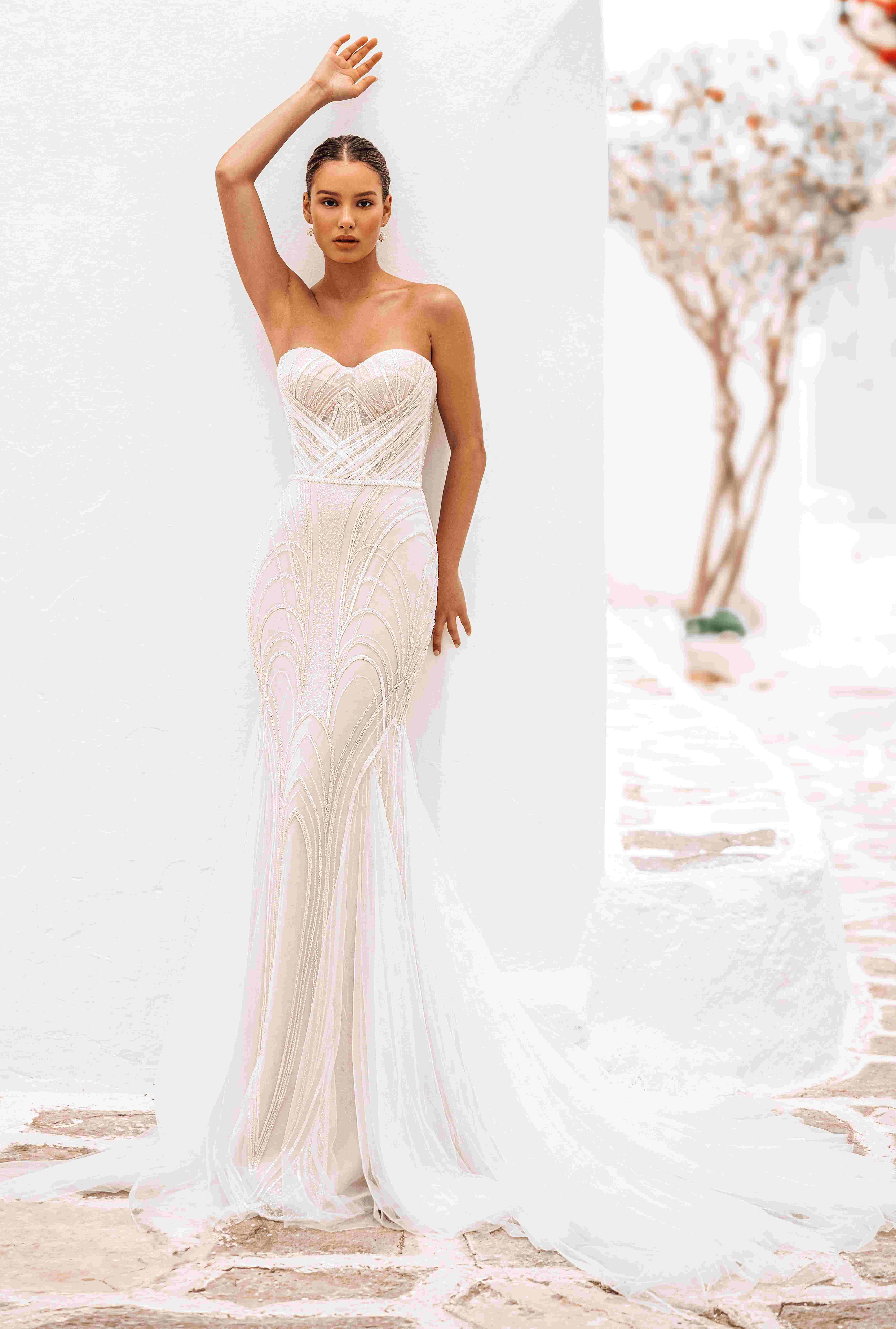 Fit-and-Flare Hochzeitskleid mit viktorianischen Spitzenelementen