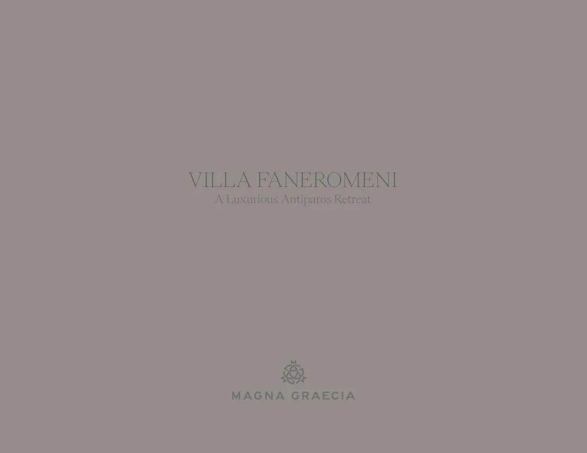 Cover of the Villa Faneromeni brochure designed by TERAMOK