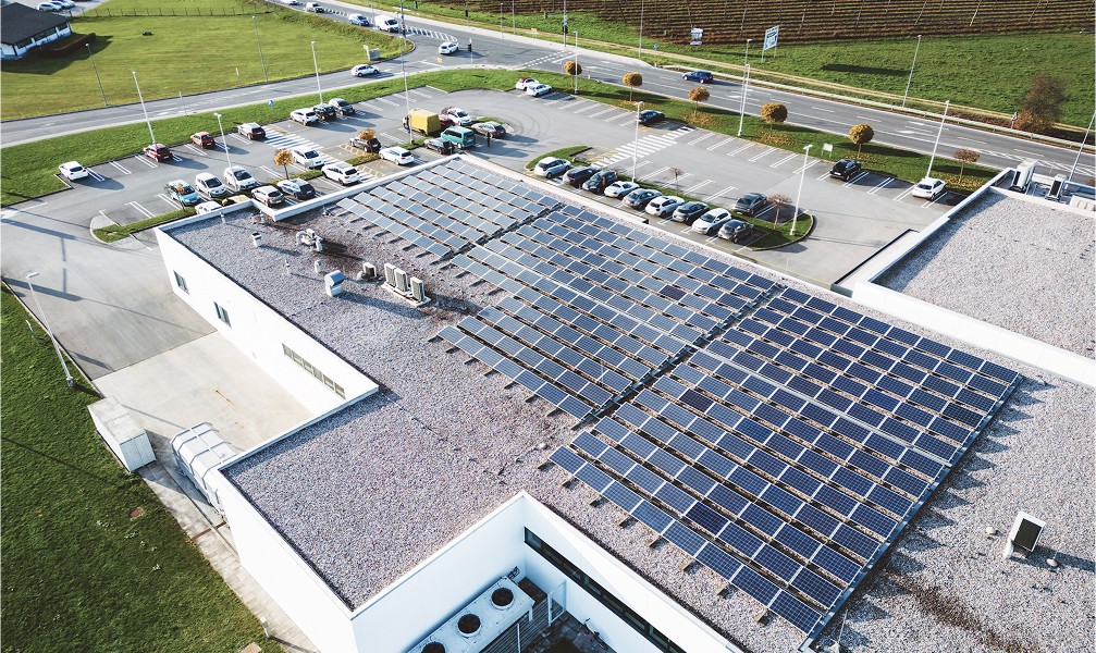 solar panels on the roof