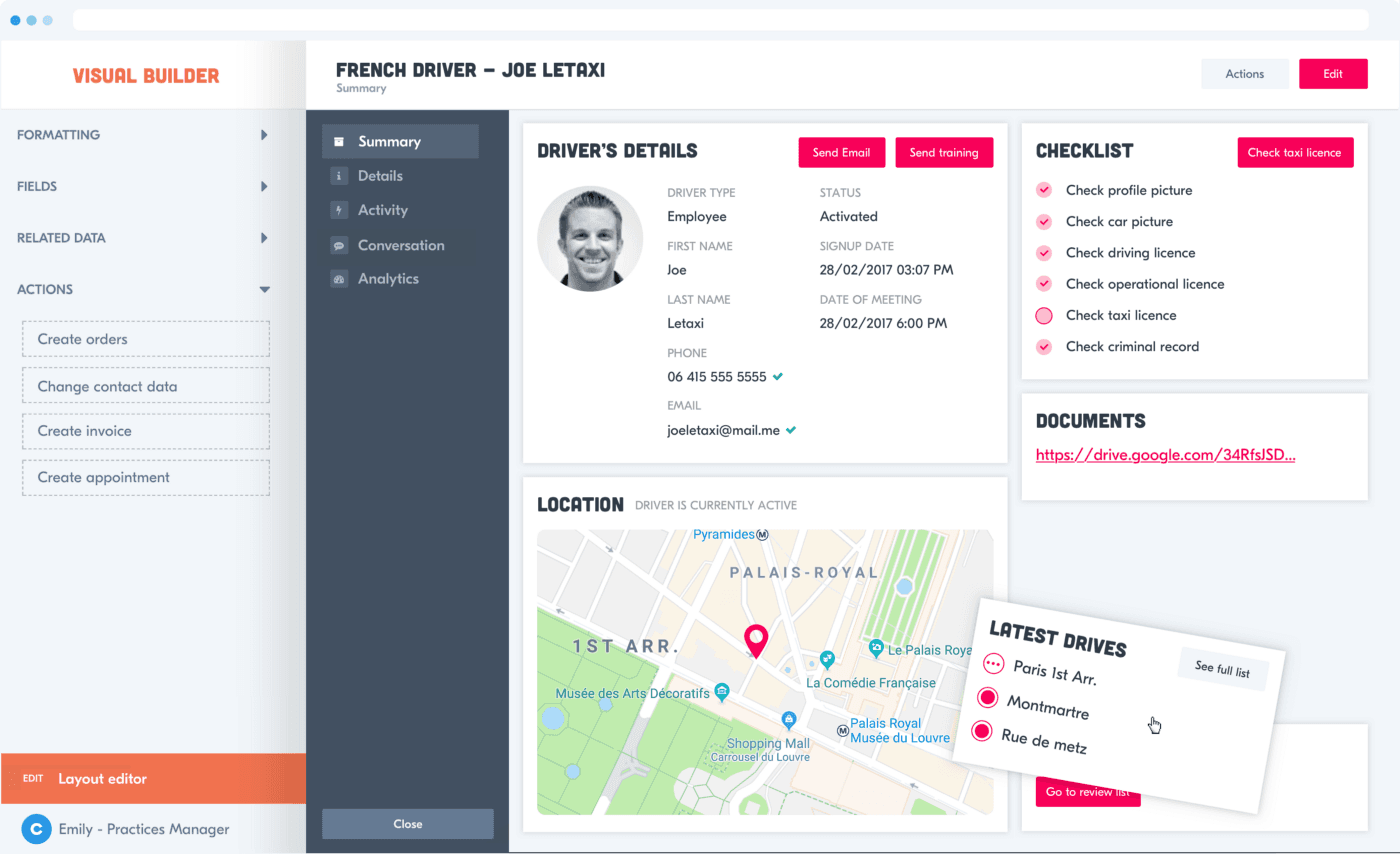 Forest Admin Summary View visual builder.
