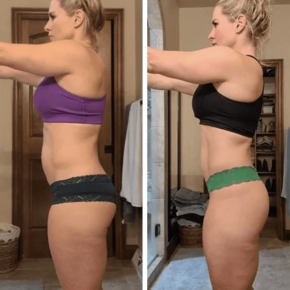 Before and after photos of Angela, a coaching client