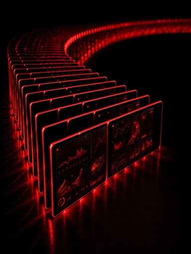 Abstract image of glowing red lines forming a curving pattern against a dark background.