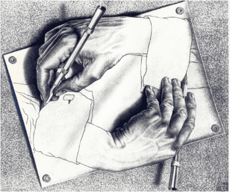 Drawing Hands (1948) by Maurits Cornelis Escher