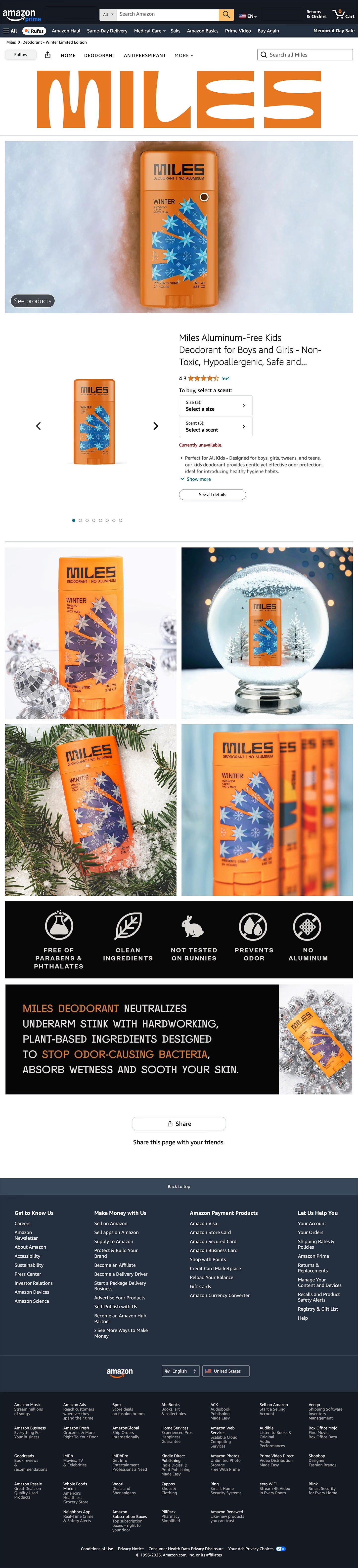 Miles Deodorant Amazon Winter highlight page