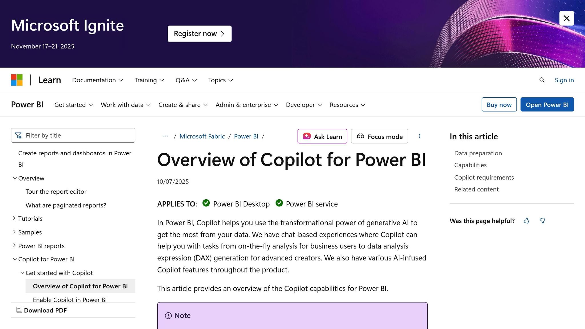 Microsoft Power BI Copilot