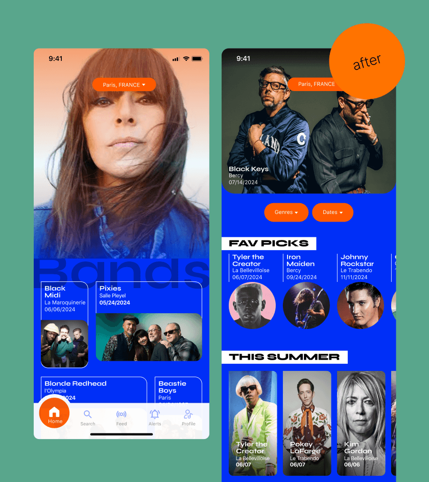 A two screens of the home page of the website