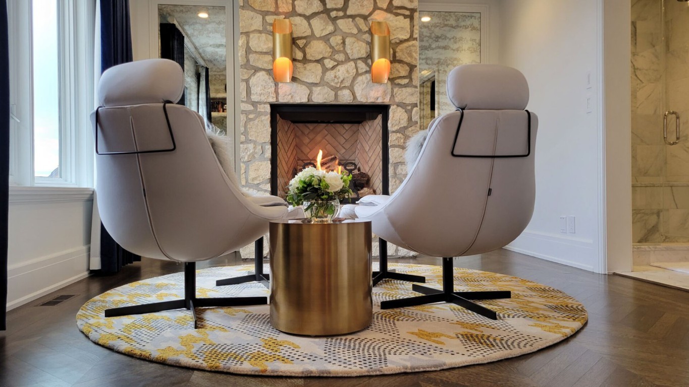 Image of Luxury interior design featuring KHD Homes' cozy primary ensuites with stylish furniture and layout design elements.