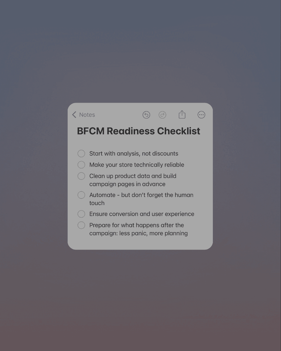 BFCM Readiness Checklist