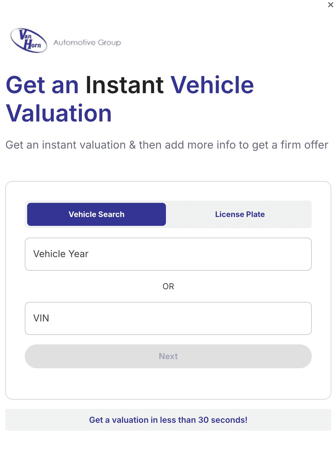 VAN HORN trade-in tool