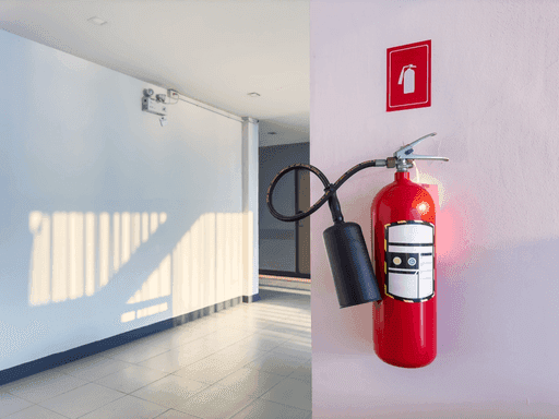 man checking a fire extinguisher