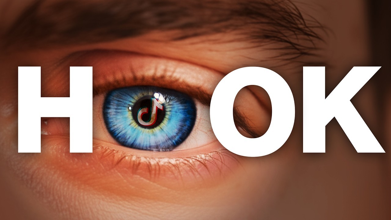 KallawayMarketing-style hook words thumbnail with extreme blue eye and bold HOOK typography
