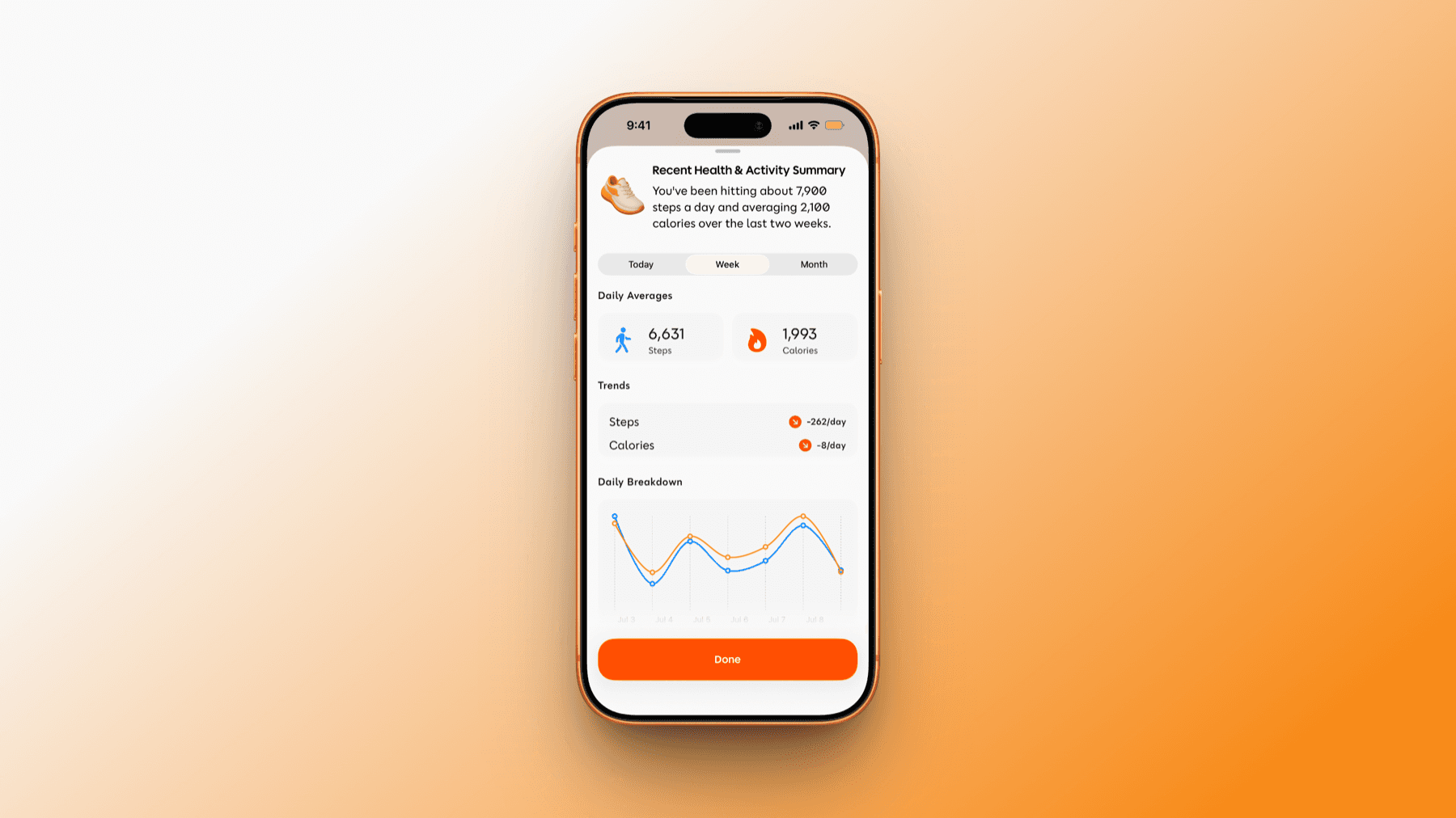 Poppy health activity detail view