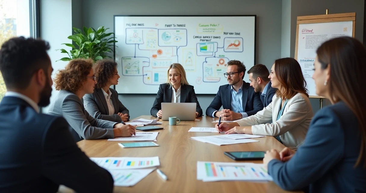 Equipe de RH discutindo estratégias para avaliar riscos psicossociais