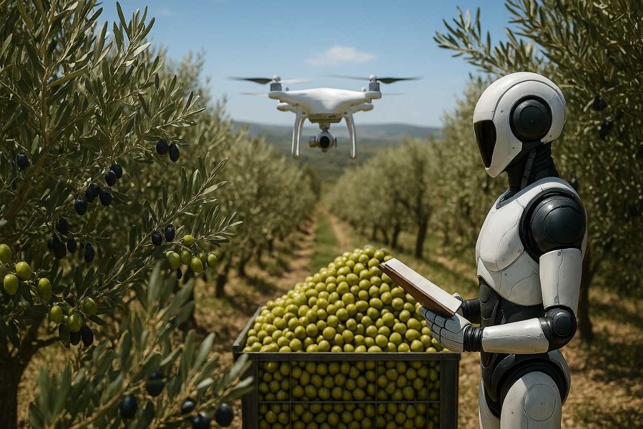 Aerial view of a winding road cutting through rocky terrain with patches of grass.