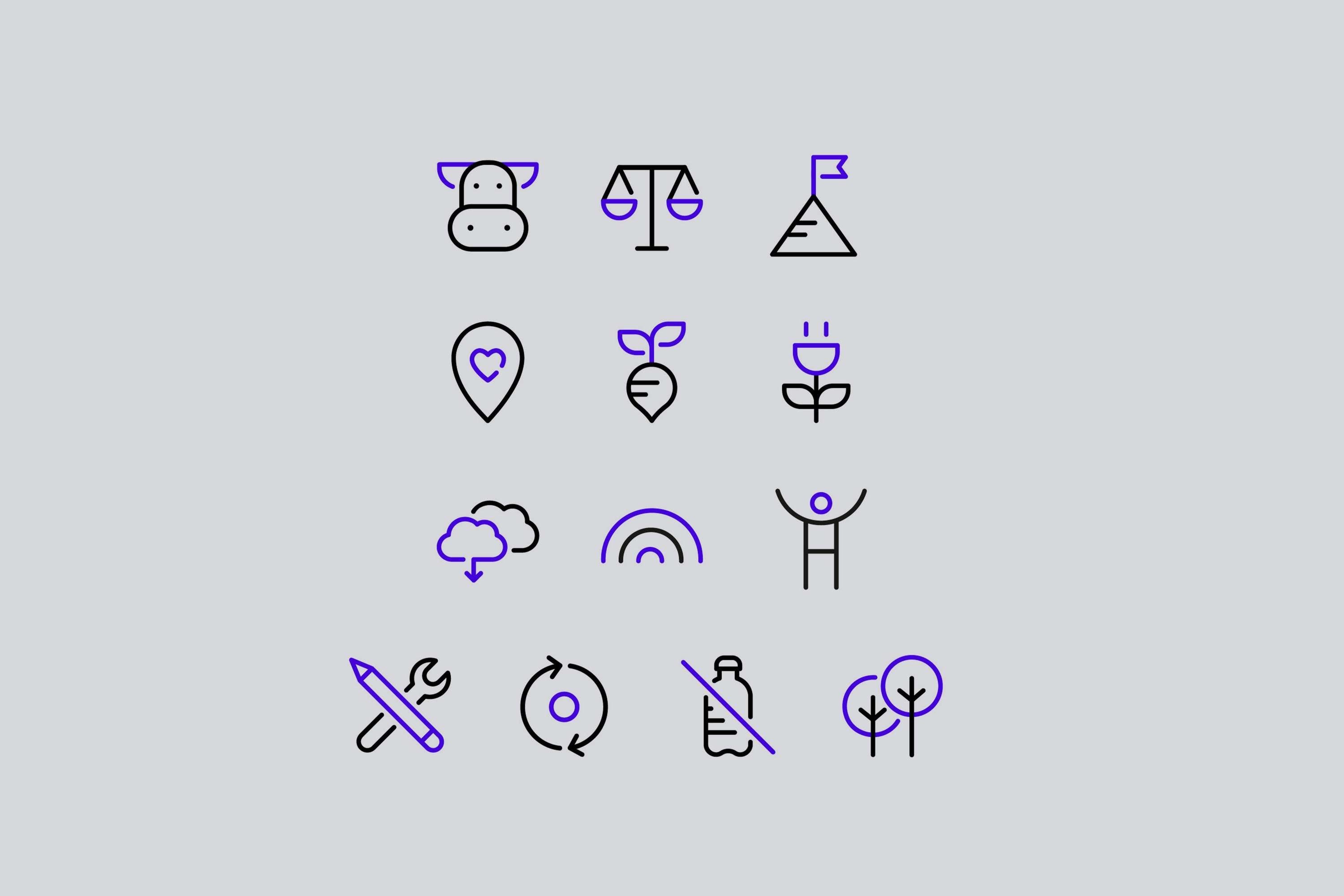 A set of icons designed for the brand Sustained