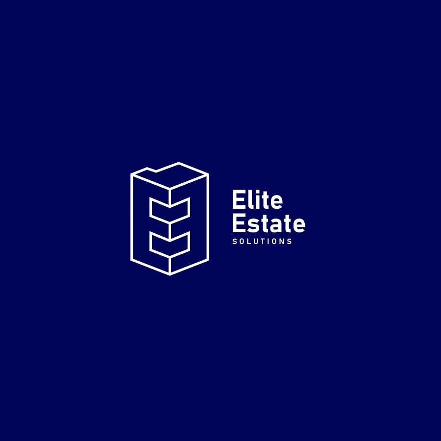 Luxury real estate logo and brand suite for Elite Estate Solutions Elegant brochure and signage mockups for premium property branding