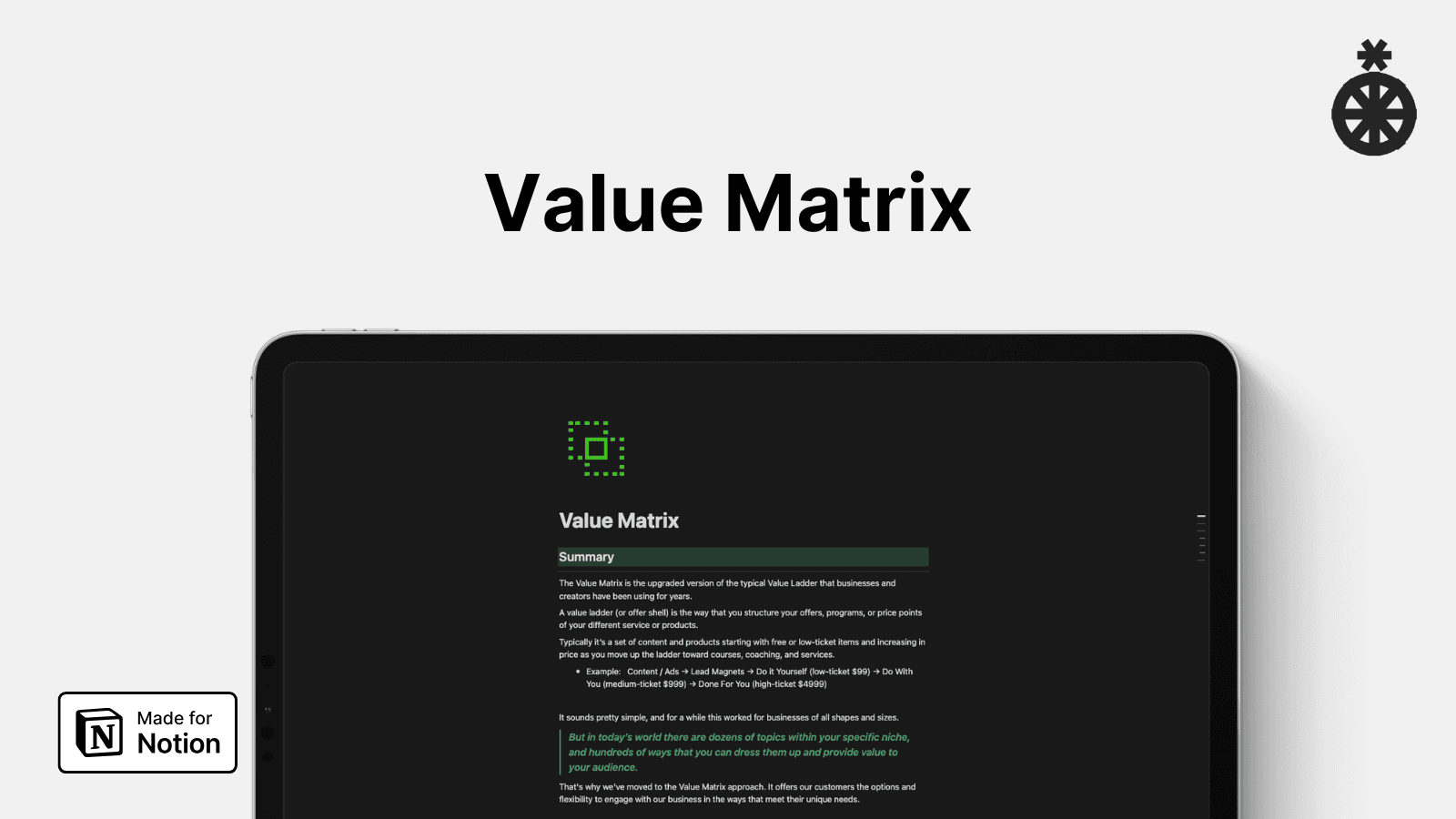 Fortuna Value Matrix