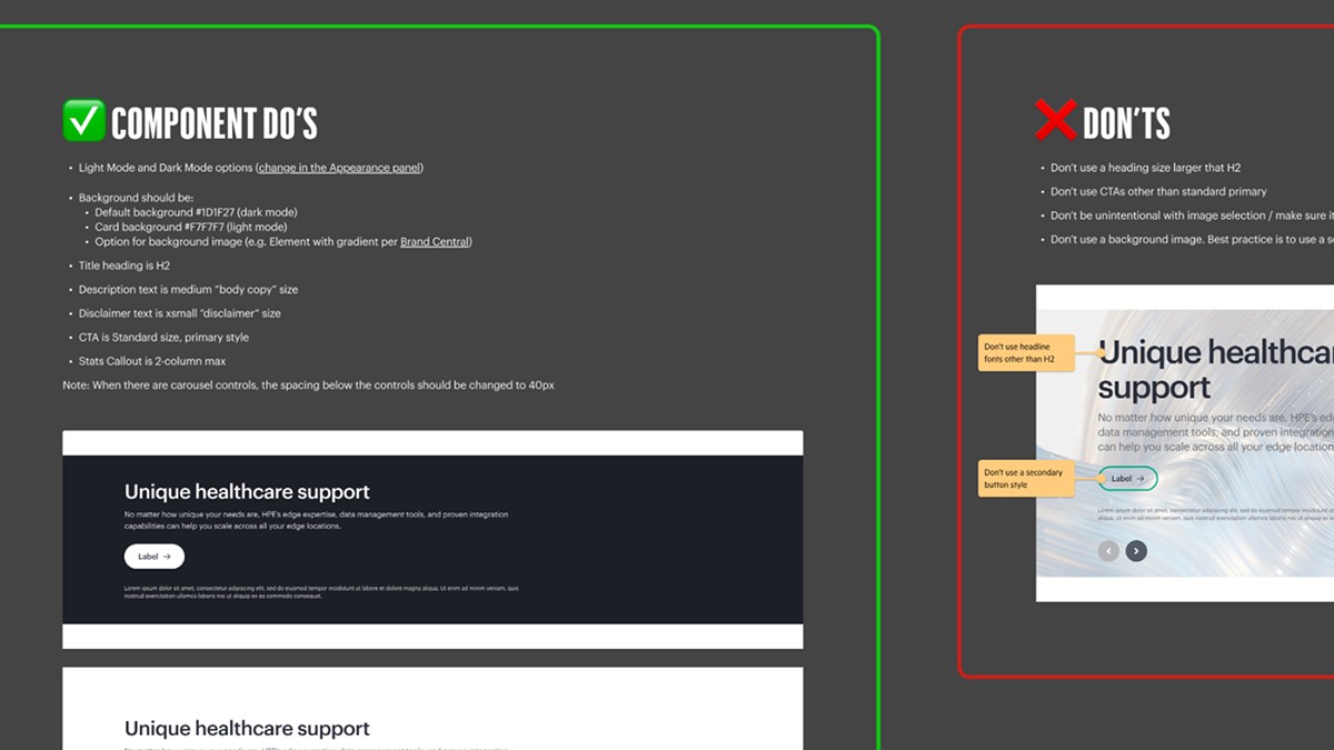 HPE Web Design System Figma documentation screenshot