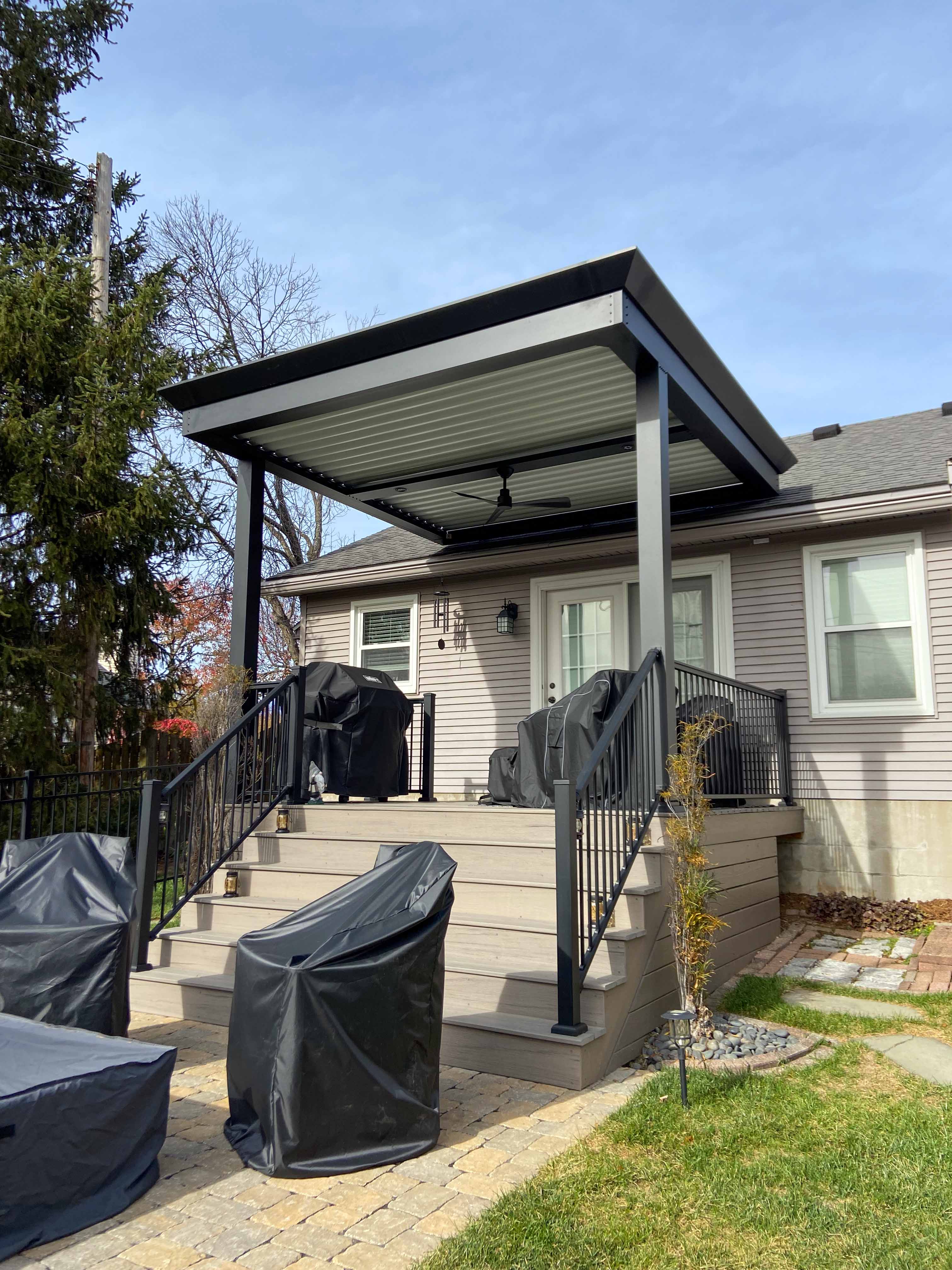 pergoal added to the front of a house