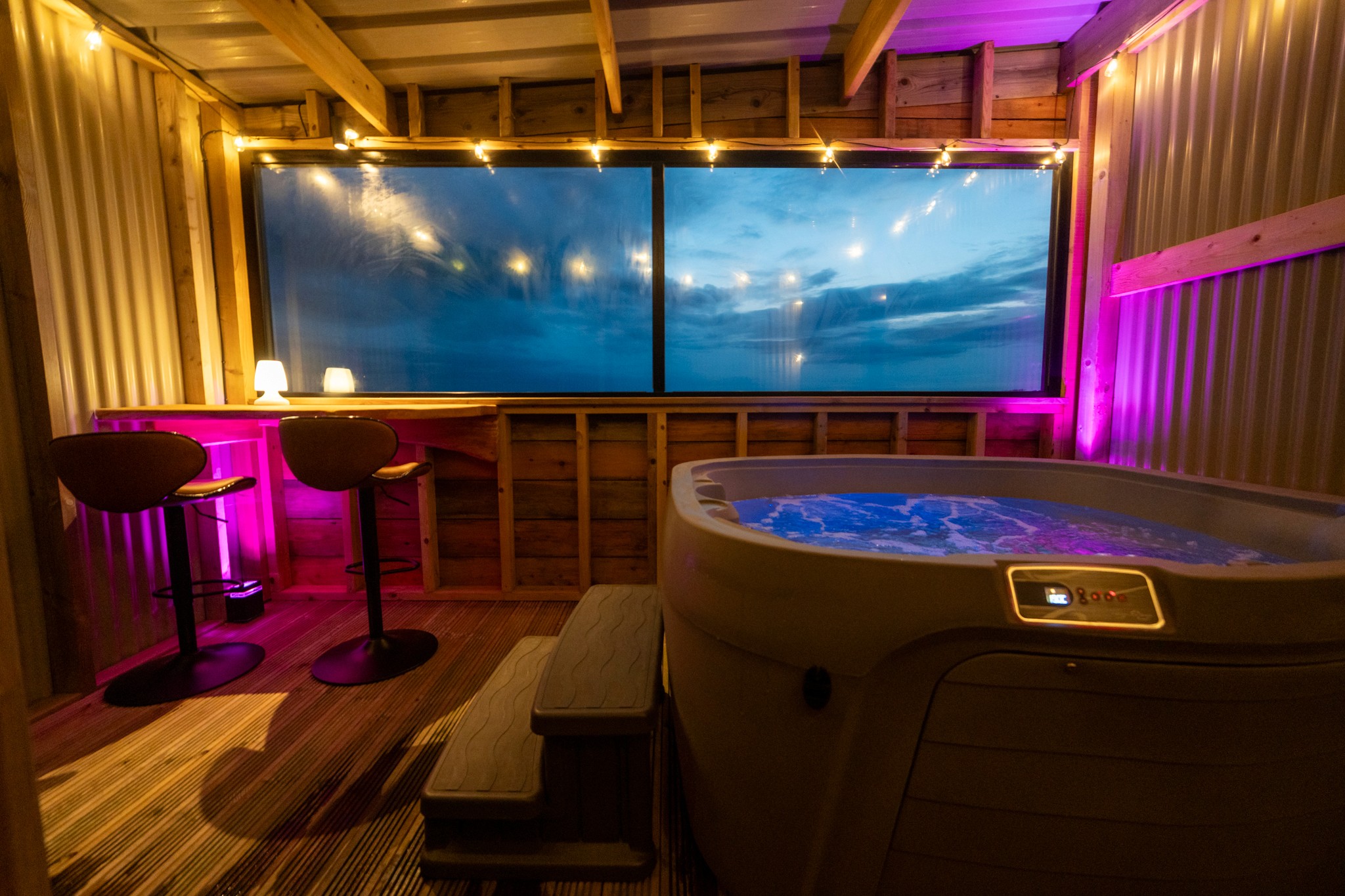 Airstream outdoors hot tub