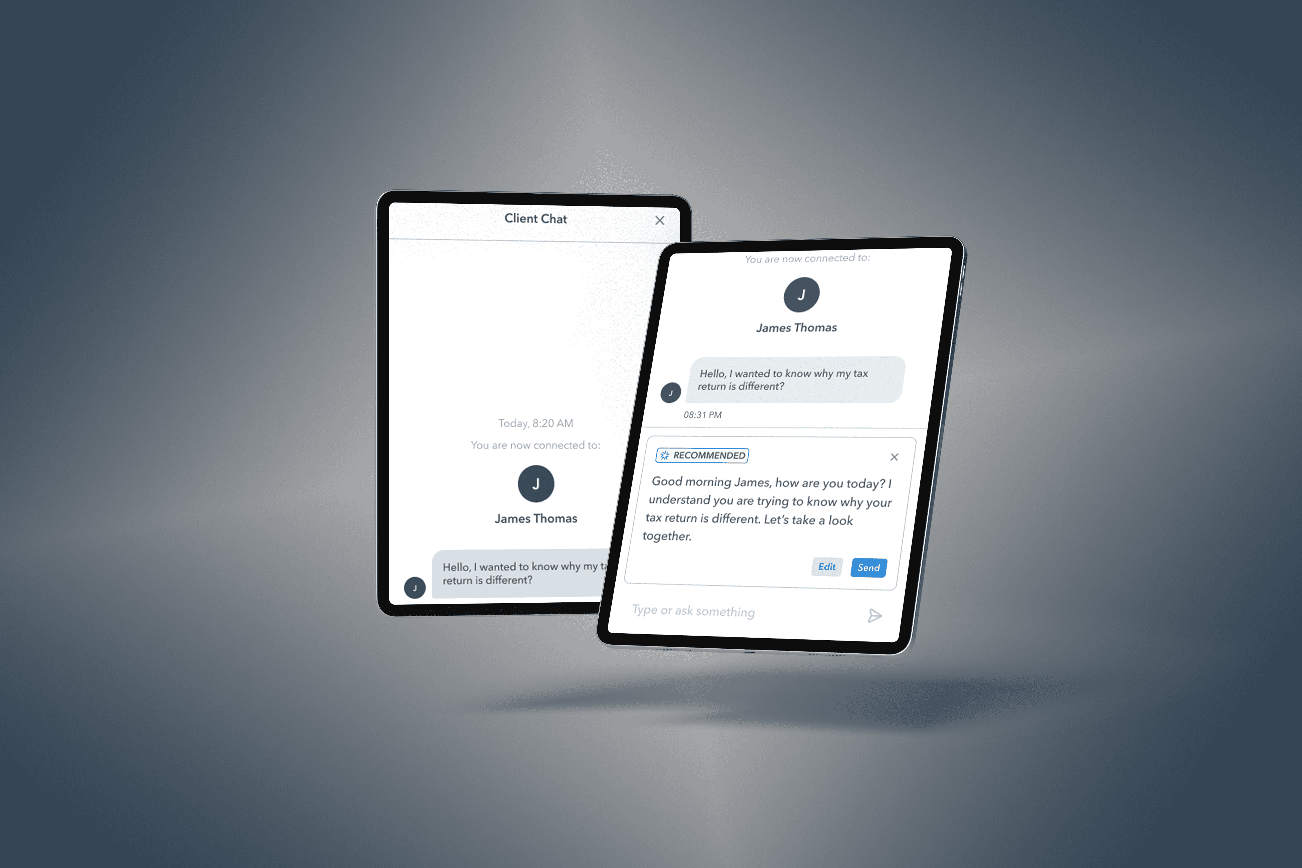 Intuit Assist - Recommended Response -  Two iPads