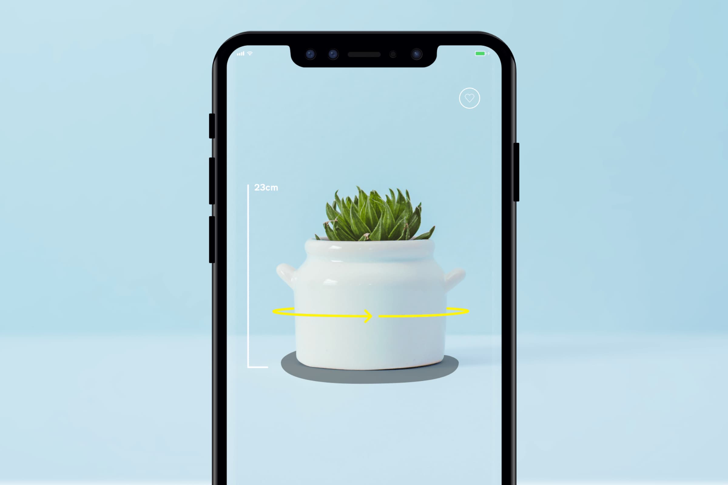 A mobile screen capturing a plant with AR