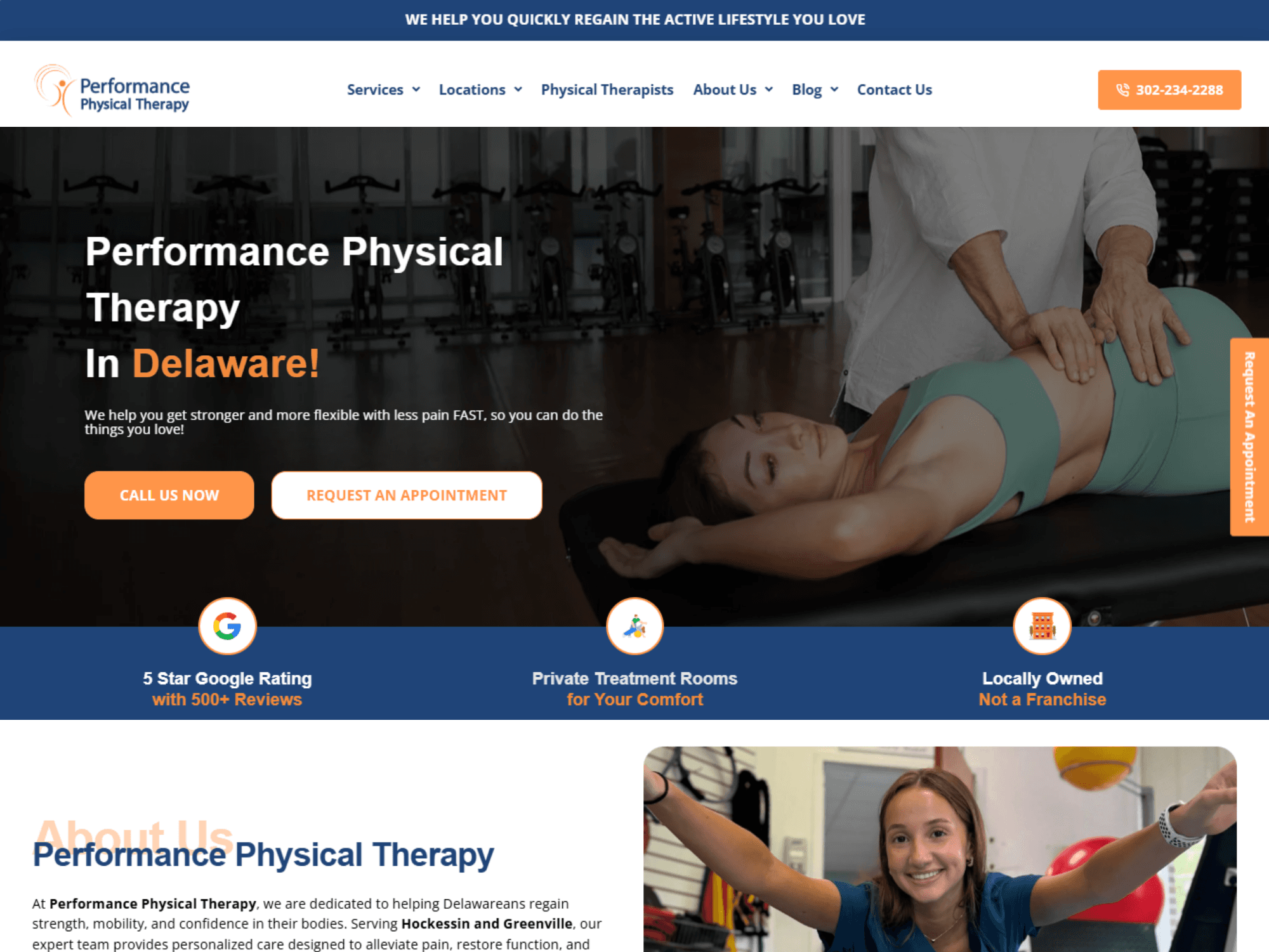 Performance Physical Therapy WebPage: Coozmoo Client