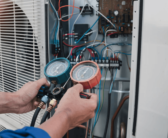Man installing an air humidifier in a Toronto home