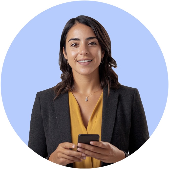Smiling Women using Phone