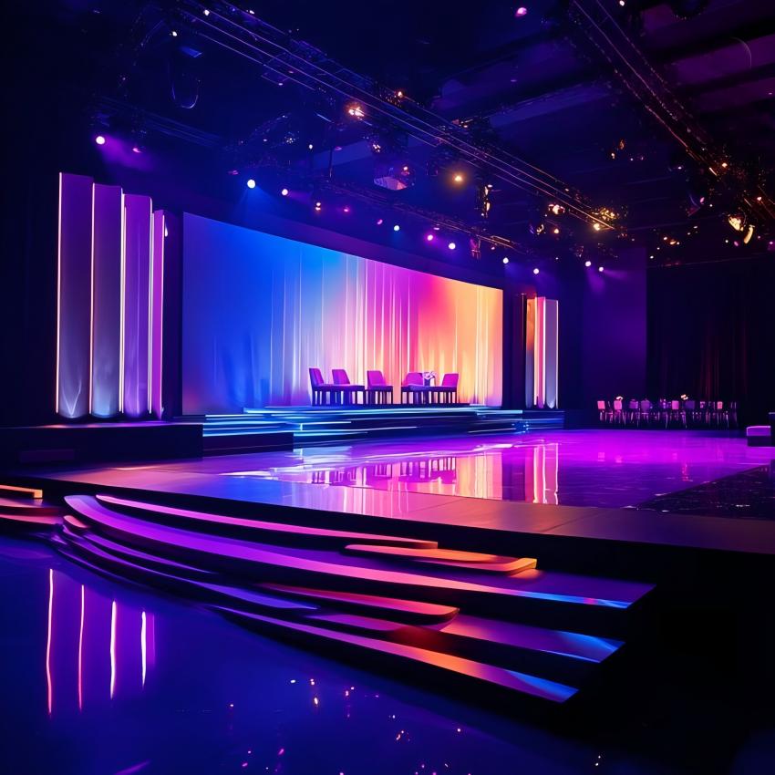 品牌風範開幕套餐，舞台與LED視覺突出品牌形象，嘉賓在台上剪綵致辭打造有排場的開張儀式 Branded opening package with stage and LED visuals highlighting the brand while guests perform ribbon-cutting and speeches to create a prestigious grand opening 品牌開幕典禮 舞台LED設計 高級開張活動