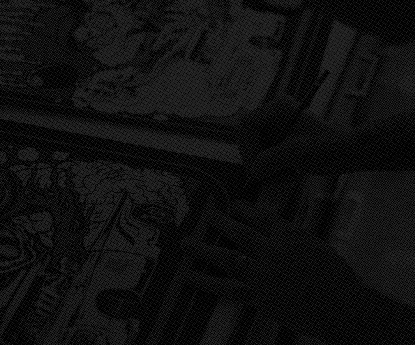 Black and gray halftone image of Dirty Donny signing his “Decayed Drifter” Mobil 1 DR1VRS Club print.